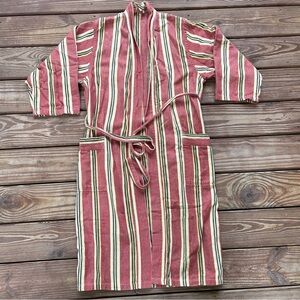 Odd Bird Striped Robe Duster Kimono Belted Boho Cotton Size S/M